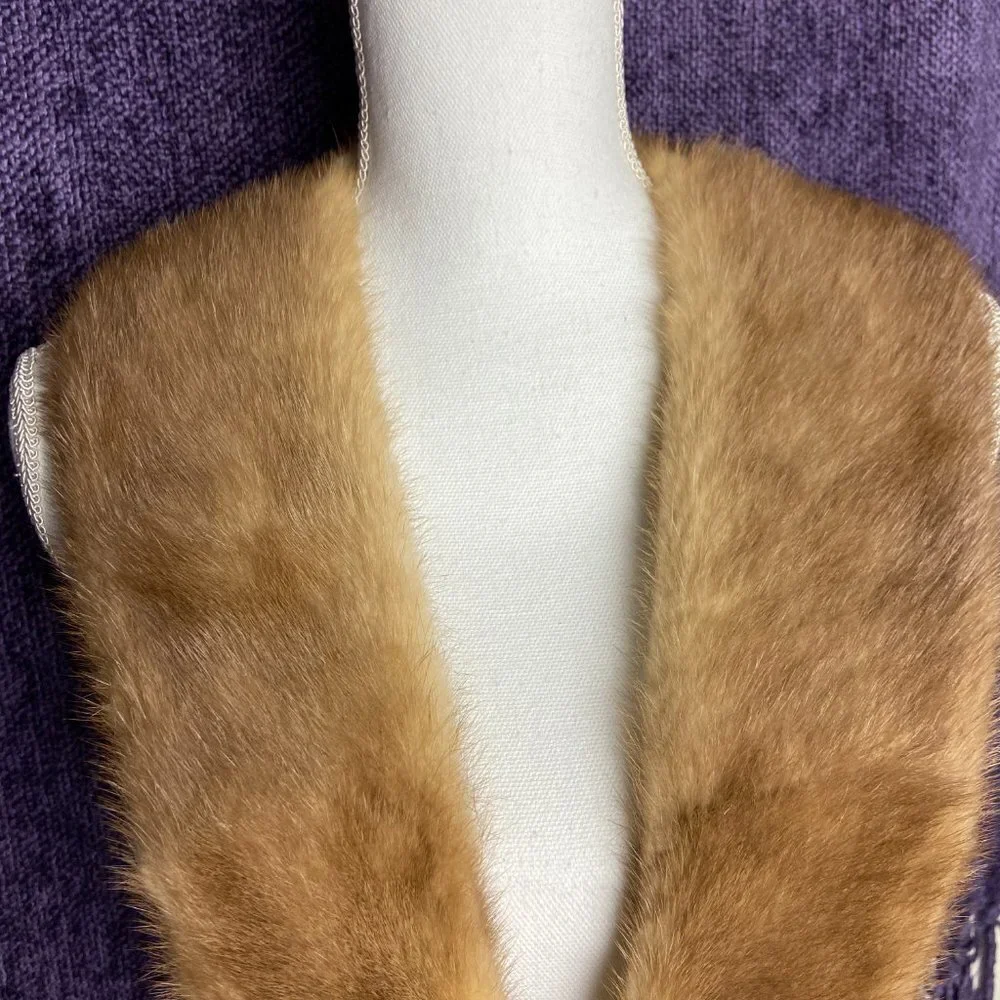 Vtg Beige Real Mink Fur Collar for Coat or Sweater/ Dress